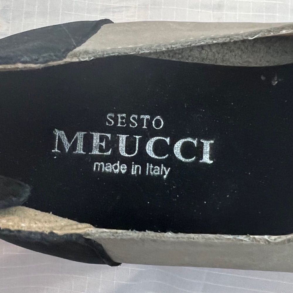 Sesto Meucci Elise Taupe Nabuk Open Toe Sandals Brown Black Leather Size 7 - Picture 11 of 13